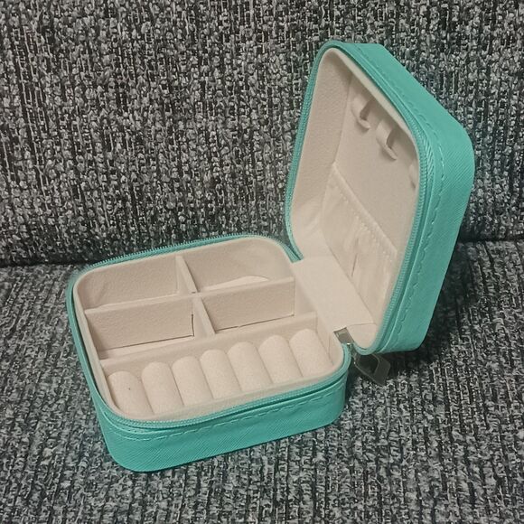 Faux Leather Aqua Travel Jewelry Box - Picture 3 of 3